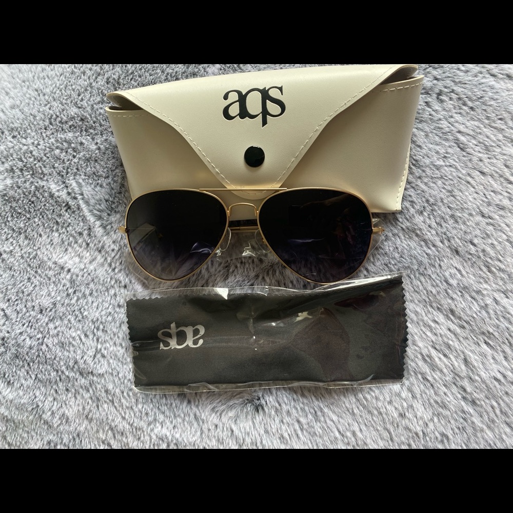 NWT  AQS Mason 58mm Aviator Sunglasses black color/ 100% authentic - Picture 2 of 11